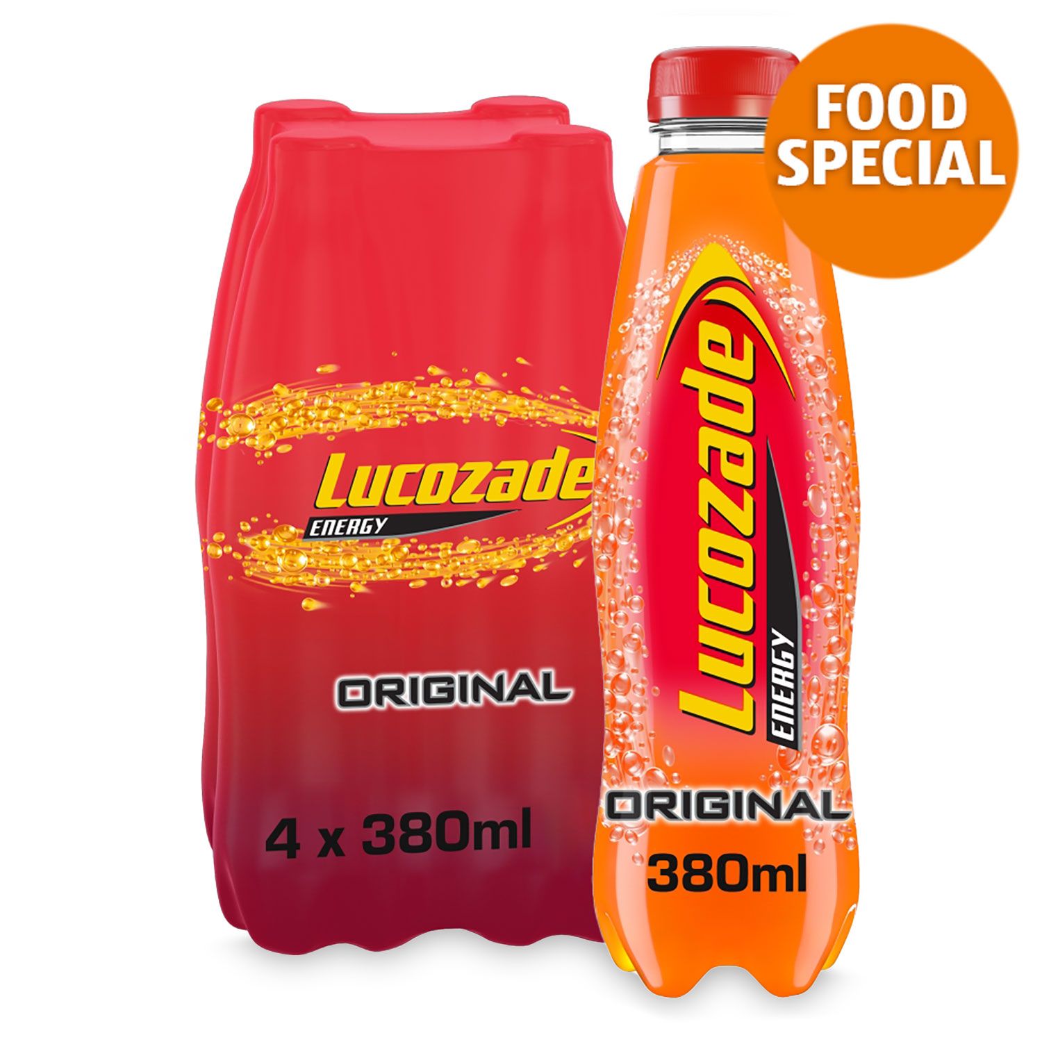 Lucozade Energy Drink Original 4x380ml Lucozade Energy Drink Original 4x380ml